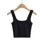 Square Neck Solid Color Slim Short Suspender Vest Women'S Wholesale Crop Tank Tops ST204404