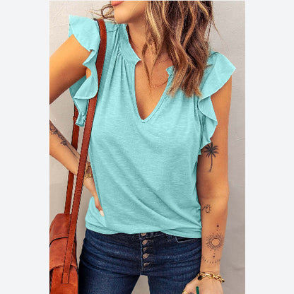 Solid Color Summer V Neck Sleeveless Women'S T-Shirts Loose Casual Wholesale Tank Tops ST531106