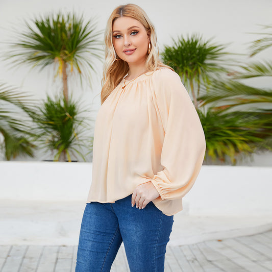 Casual Solid Color Plus Size Wholesale Blouses Chiffon Shirt Fashion Wholesale Women'S Apparel