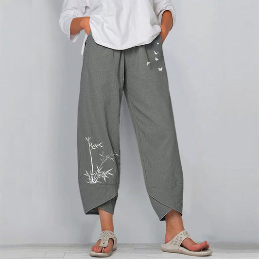 Printed Loose High Waist Trousers Wholesale Pants