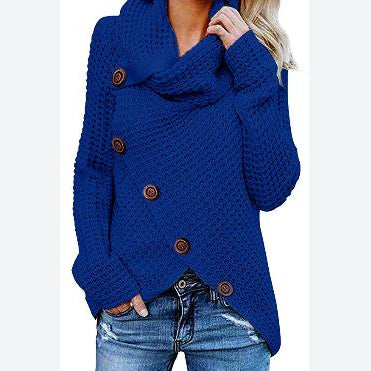 Wholesale Women Sweater With Button Turtle Neck