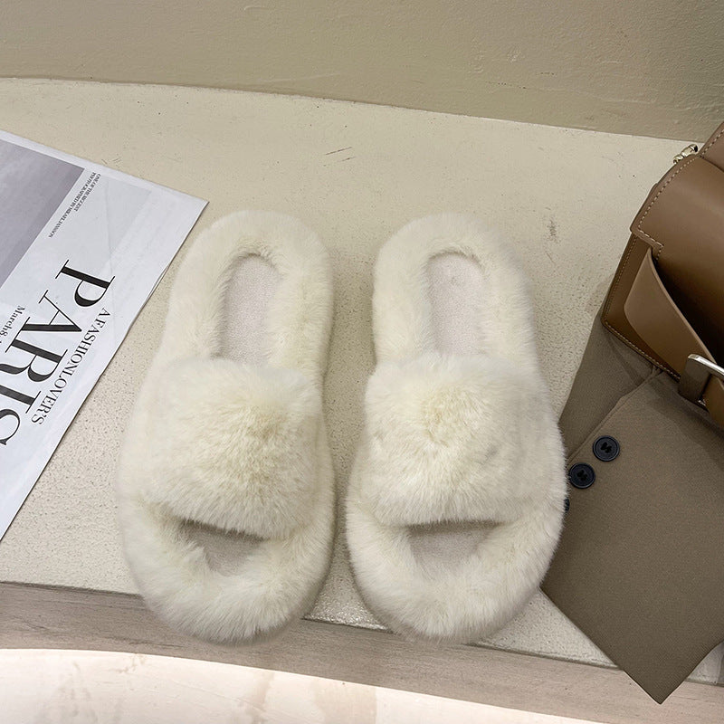 Thick Sole Plush Slippers Women Warm And Antiskid Furry Slippers Wholesale Shoes