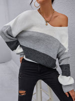 Splicing Clashing Knit Sweater Wholesale Women Clothing