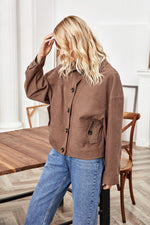 Suede Women'S Fashion Long Sleeve Wholesale Coats Loose Cropped Jacket Lapel Business Casual