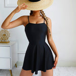 Plain Color Spaghetti Strap Sleeveless Black Wholesale Cami Dresses For Women