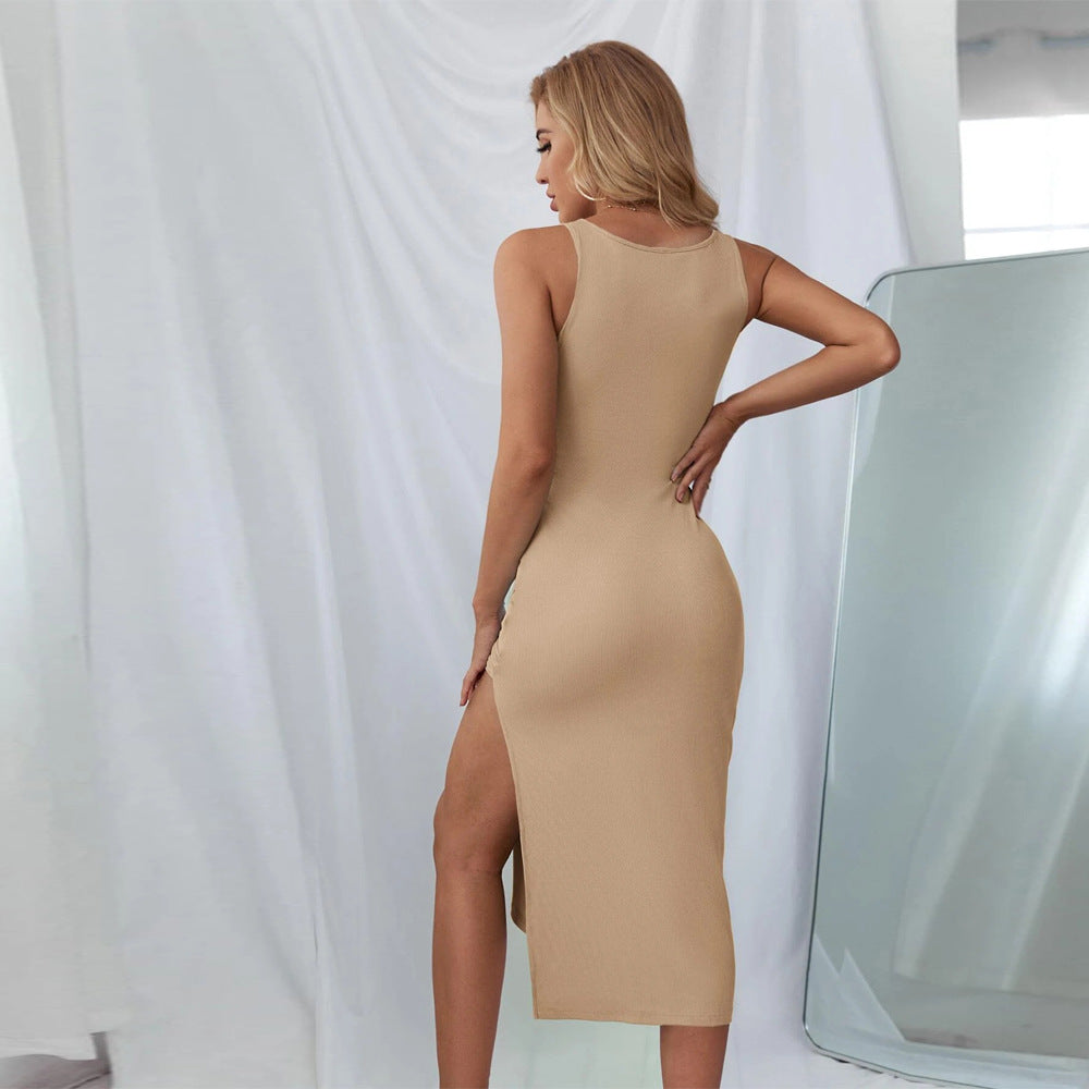 Side Split Hollow-Out Knit Sexy Bodycon Dresses Wholesale SD182182