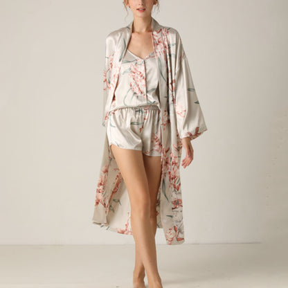 Camisole & Shorts & Mid-Length Night-Robes Floral Print Sexy Pajamas Homewear Wholesale Loungewear