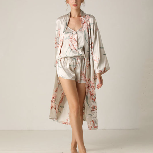 Camisole & Shorts & Mid-Length Night-Robes Floral Print Sexy Pajamas Homewear Wholesale Loungewear