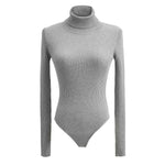 Slim Fit Knitted Turtleneck Long-Sleeved Bodysuits Wholesale Women Clothing