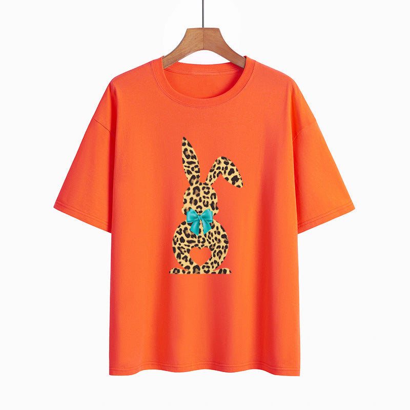 Happy Easter Leopard Print Wholesale T-shirts Tops ST203823