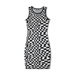 Casual Sleeveless Plaid Knitted Bodycon Dress Wholesale