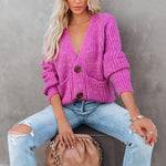Single Breasted Knitting Plain Sweater Cardigan Wholesale Womens Clothing