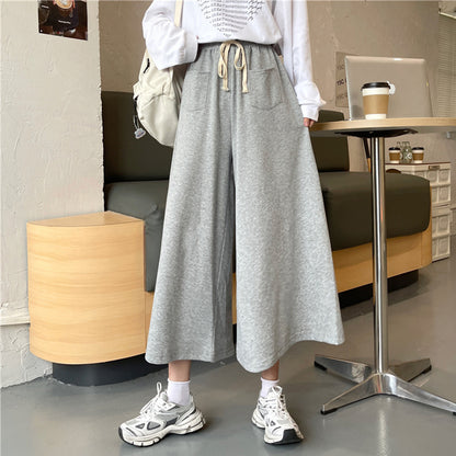 Women Loose Three-Quarter Drawstring Wide Leg Casual Pants Wholesale Clothing Vendors