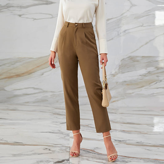 Solid Color Women Business Cropped Trouser Wholesale Pants