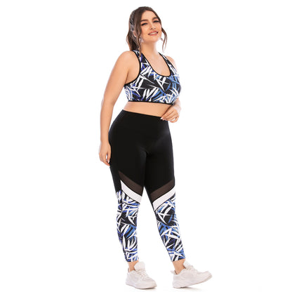 Sport Bra & Leggings Printed Womens Curvy Fitness Yoga Suits Workout Clothes Plus Size Two Piece Sets Wholesale