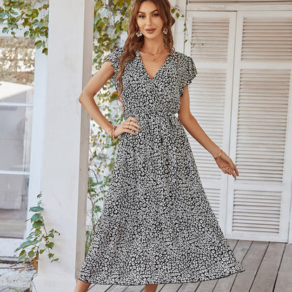 Casual Vacation Dress V Neck Wholesale Dresses Tieback Design