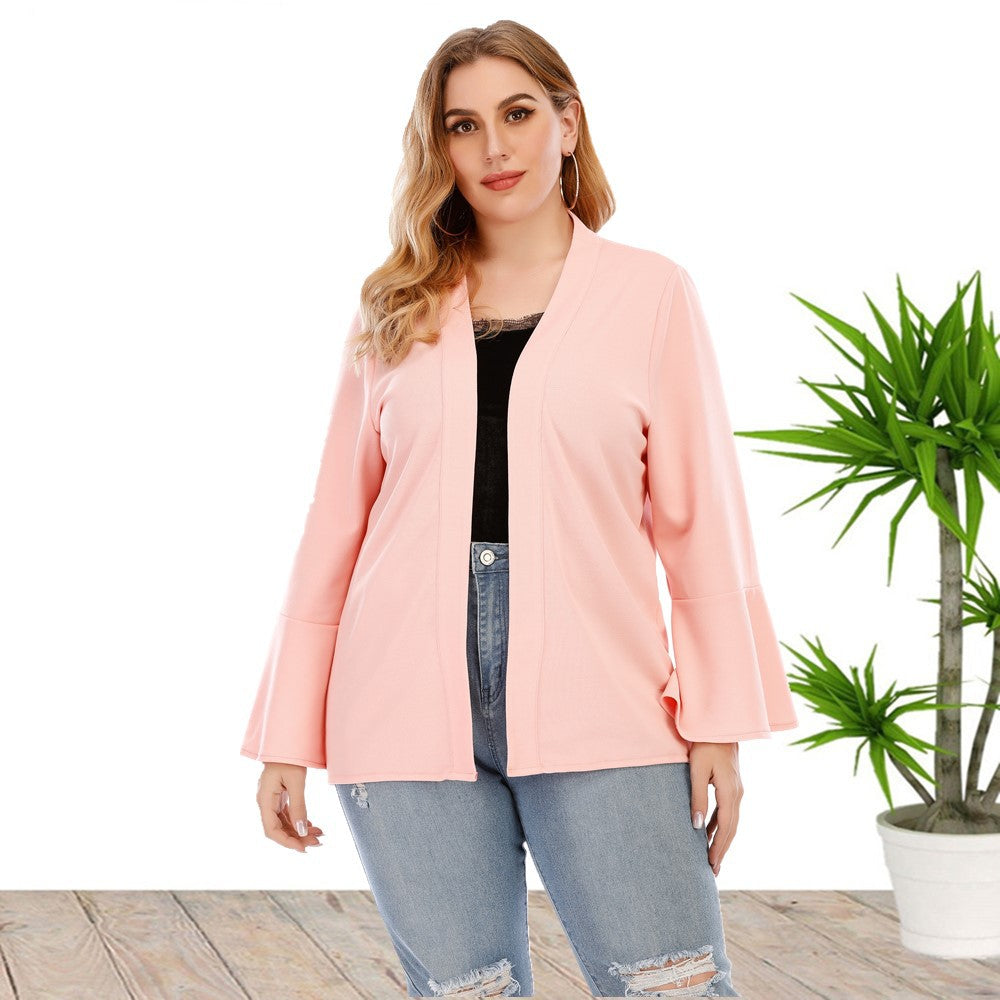 Plus Size Flared Sleeve Long Sleeve Cardigan Coat Wholesale