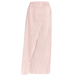 Asymmetrical Button Down Solid Pleated Long Skirt