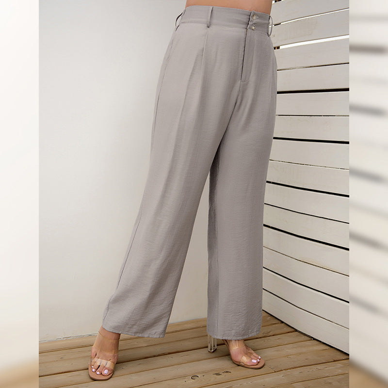 Solid Pocket Office Wear Wholesale Plus Size Bottoms