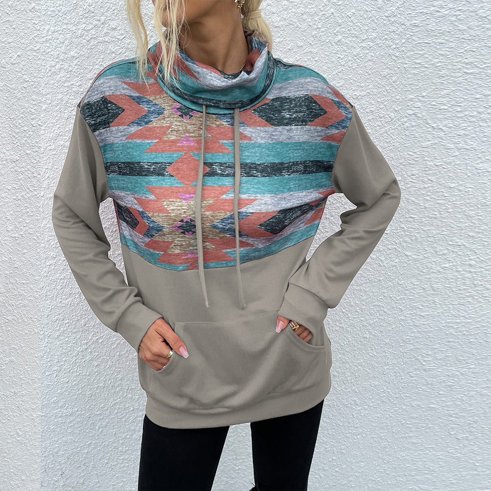 Pile Collar Geomatric Wholesale Women Sweatshirt