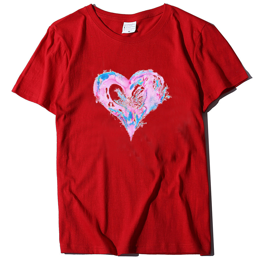 Valentine'S Day Short Sleeve Wholesale T Shirts Fashion Heart Printed