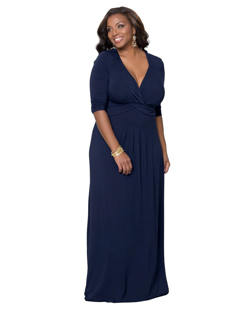 Solid Color Deep V Wholesale Plus Size Clothing Curve Dresses Elegant Evening Dresses SD203068