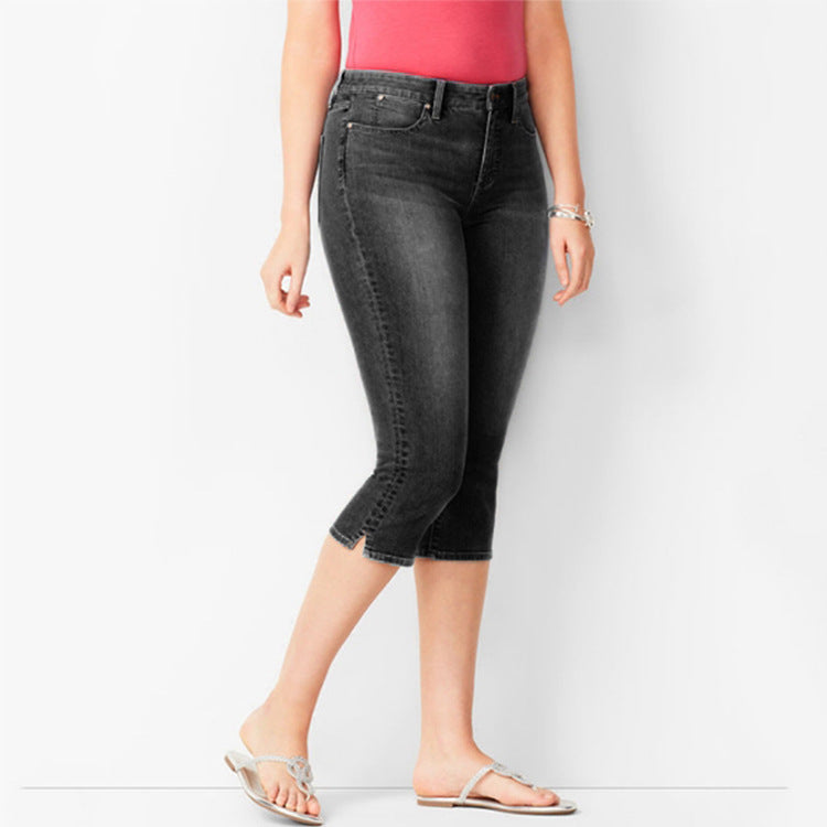Slim Slit Wholesale Capri Jeans For Women