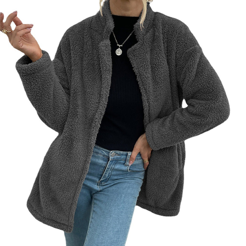 Suit Collar Solid Color Fashion Cardigan Wholesale Women Clothing