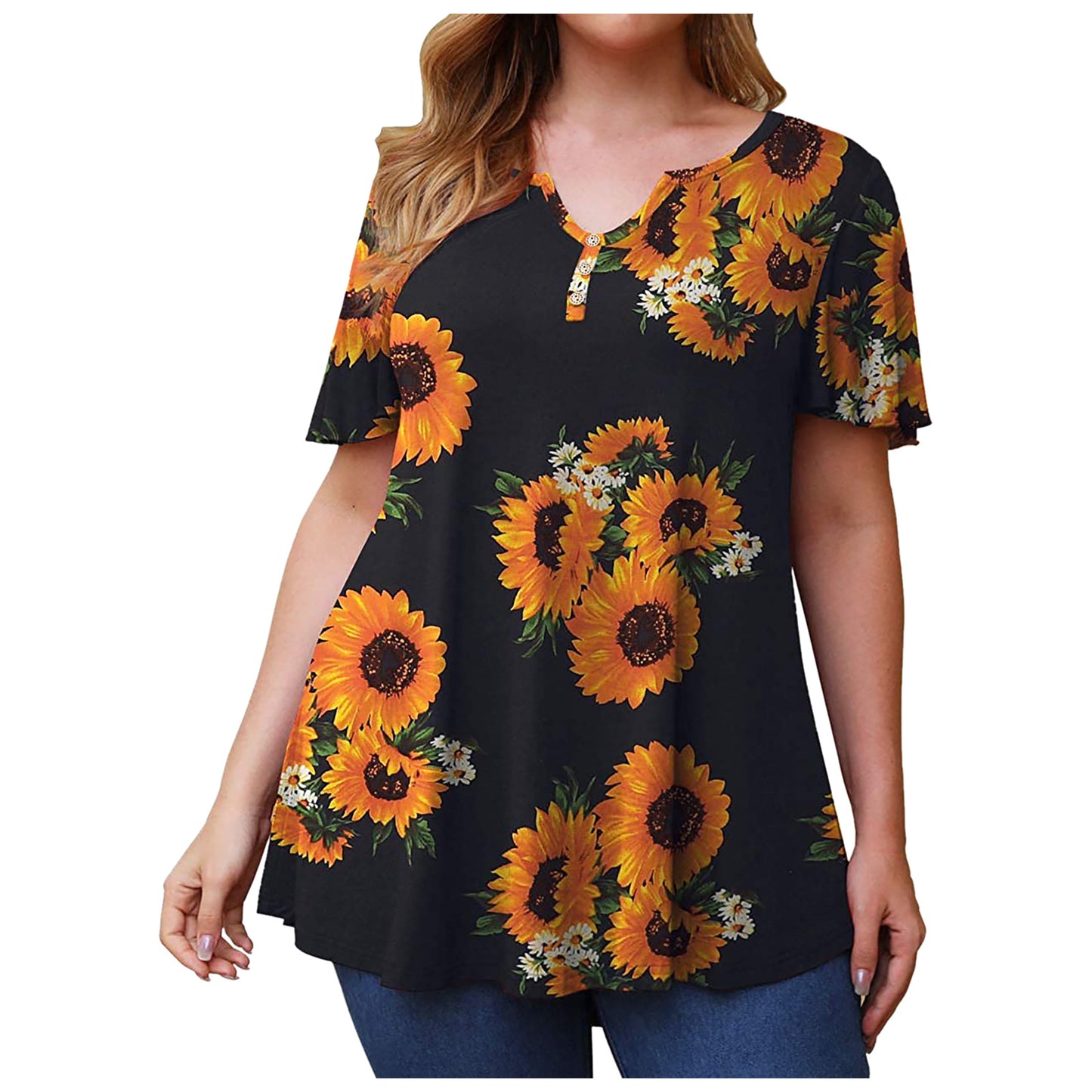 Fashion Print Short Sleeve Casual Curve Women'S T Shirts Loose Pullover Wholesale Plus Size Clothing