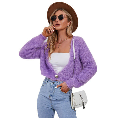 Plush Crop Wholesale Cardigan Women