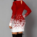 Hollow Middle Collar Christmas Print Snowflake Dress Trendy Wholesale Fashion