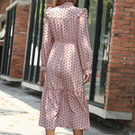Polka Dot Print Agaric Laces Long Sleeve Swing Dress Wholesale Dresses