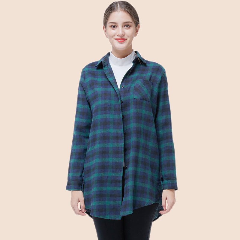 Casual Plaid Single Breasted T-Shirt Long Sleeve Wholesale Women Clothing