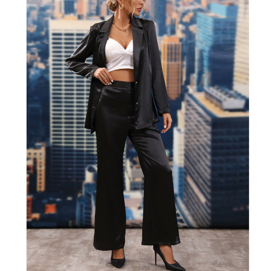 Open Back Fringed Blazer & Wide-Leg Pants Wholesale Women'S 2 Piece Sets