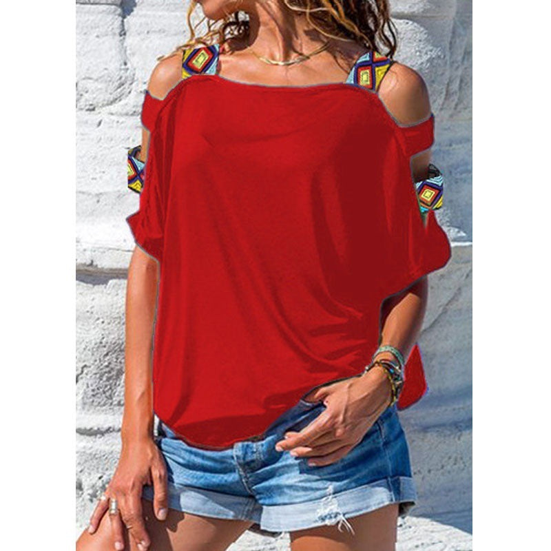 Casual Off Shoulder Top Solid Color Short Sleeve Wholesale Clothing Tshirts