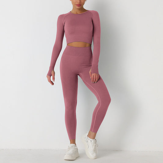 Knitted Seamless Long-Sleeved Tops & Leggings Sports Fitness Yoga Suits Wholesale Activewear Sets