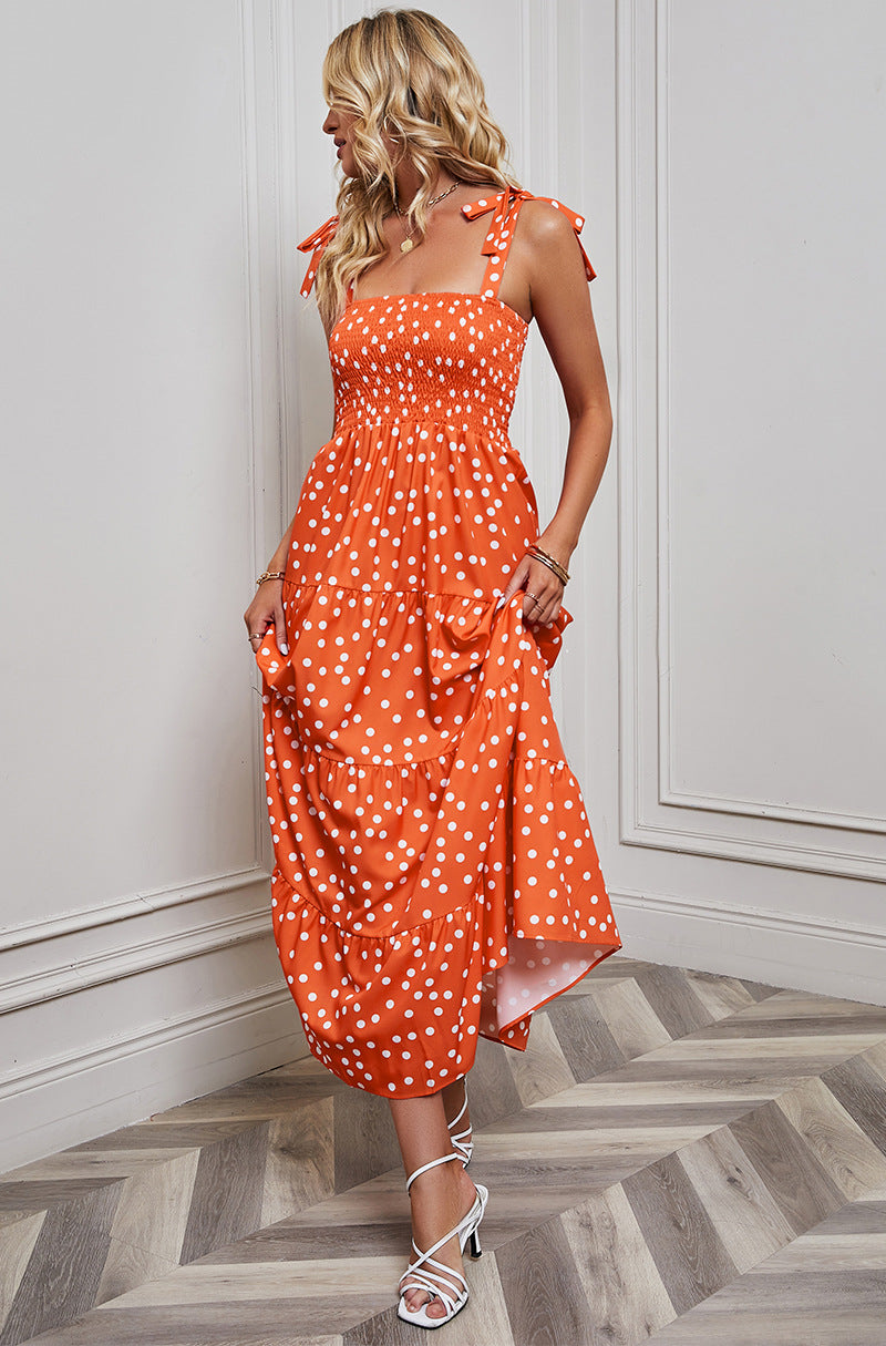 Sexy Backless Printed Resort Smocked Dress Wholesale Maxi Dresses