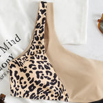 Sloping Shoulder Leopard Colorblock Print Bikini Triangle Split Swimsuit Womens 2pcs Sets Swimwear Wholesale Vendors
