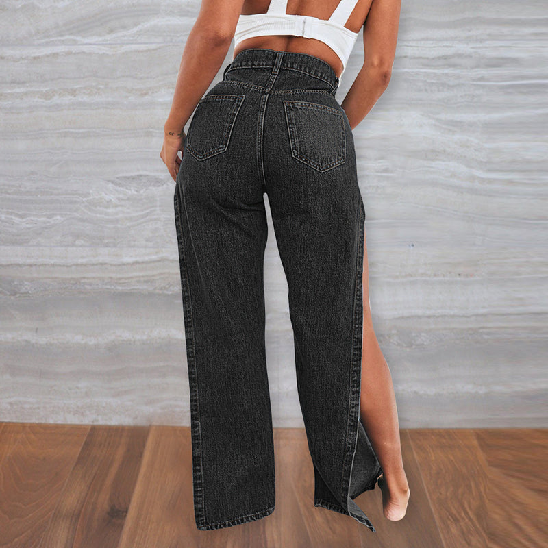 Sexy Wide-Leg Shredded Women'S Denim Trouser Wholesale Jeans