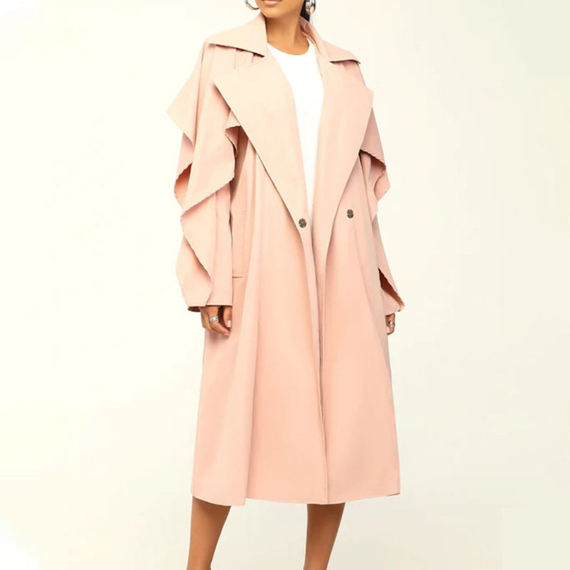 Casual Lapel Solid Color Jacket Trench Coat Wholesale Coats