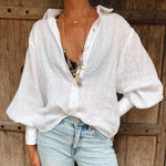 Temperament Loose Cardigan Long-Sleeve Cotton Linen Shirts Wholesale Womens Tops