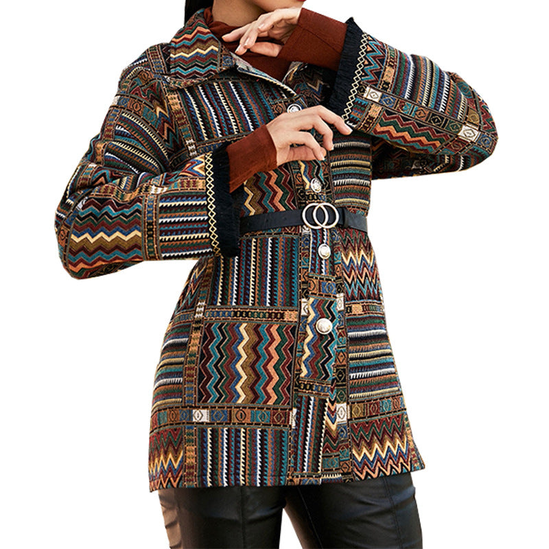 Ethnic Style Fringe Knitted Woolen Jacket Wholesale Coats