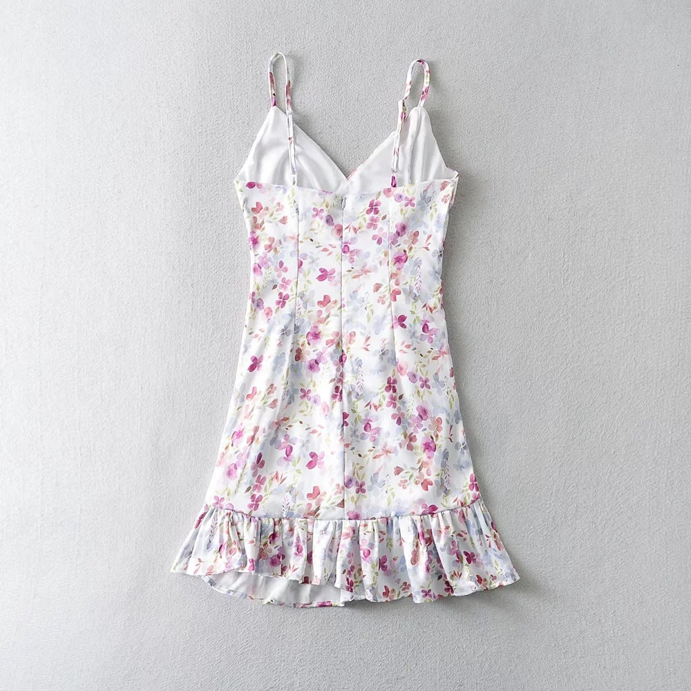 Women Fashion Sleeveless Sling Wholesale Floral Dresses Summer