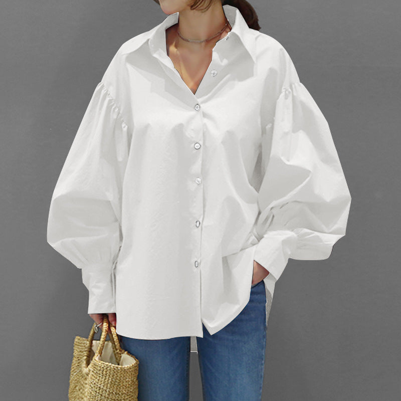 Casual Lapel Solid Color Single-Breasted Blouses Wholesale Womens Long Sleeve T Shirts