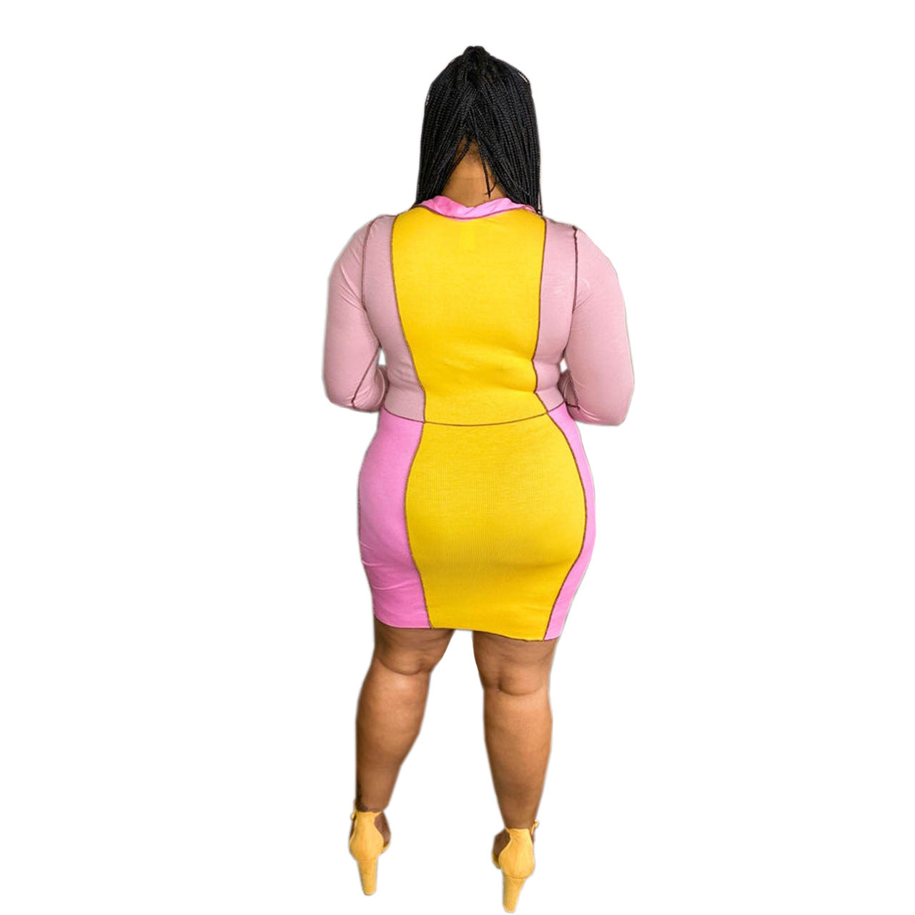 Colorblock Low-Cut Plus Size Bodycon Dresses Wholesale For Valentine'S Day