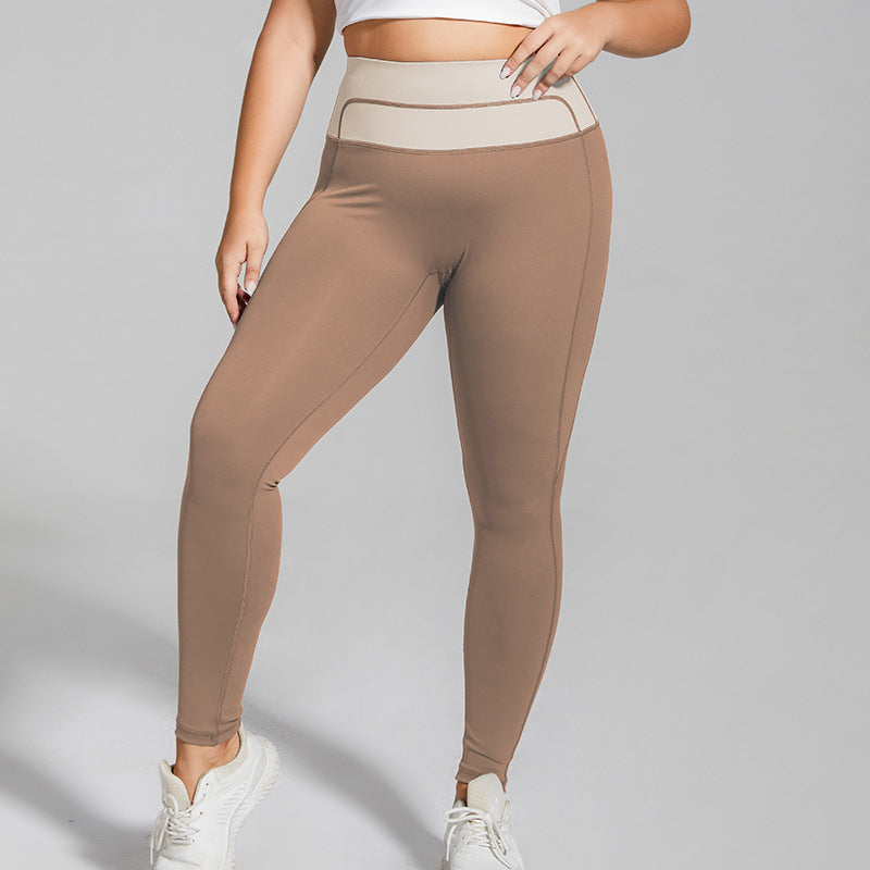 Colorblock High Waist Hip Lift Yoga Sport Leggings Wholesale Plus Size Clothing