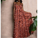 Loose Printed Long Sling Dress Wholesale Maxi Dresses Sexy Backless Wide Swing Lace Up Design