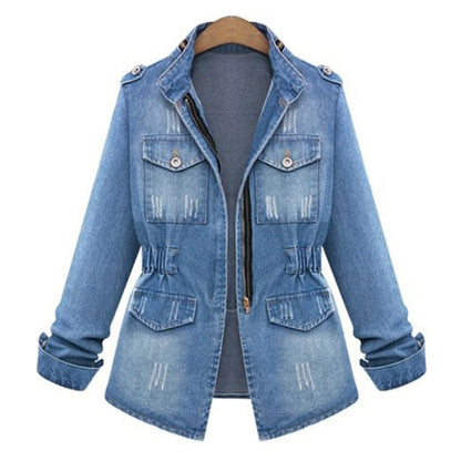 High Collar Denim Fashion Wholesale Coats & Jackets Women Clothing