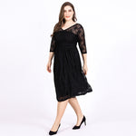 Wholesale Women'S Plus Size Clothing Lace Front And Back V-Neck Three-Quarter-Sleeved Crochet Dress