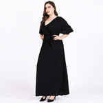 Wholesale Women'S Plus Size Clothing Deep V Short Sleeve Slim Solid Color Pullover Dress